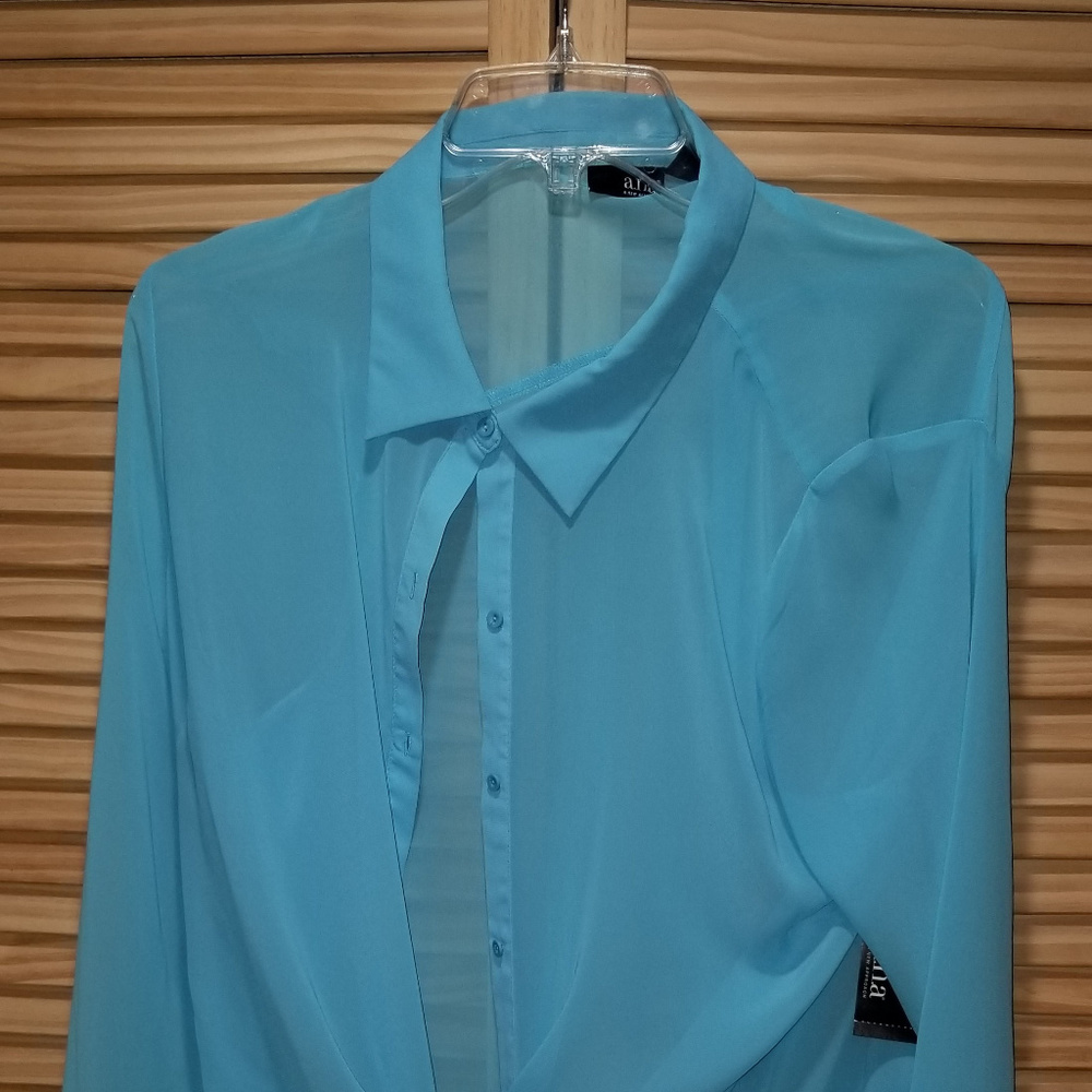 Button down Light baby blue blouse XL